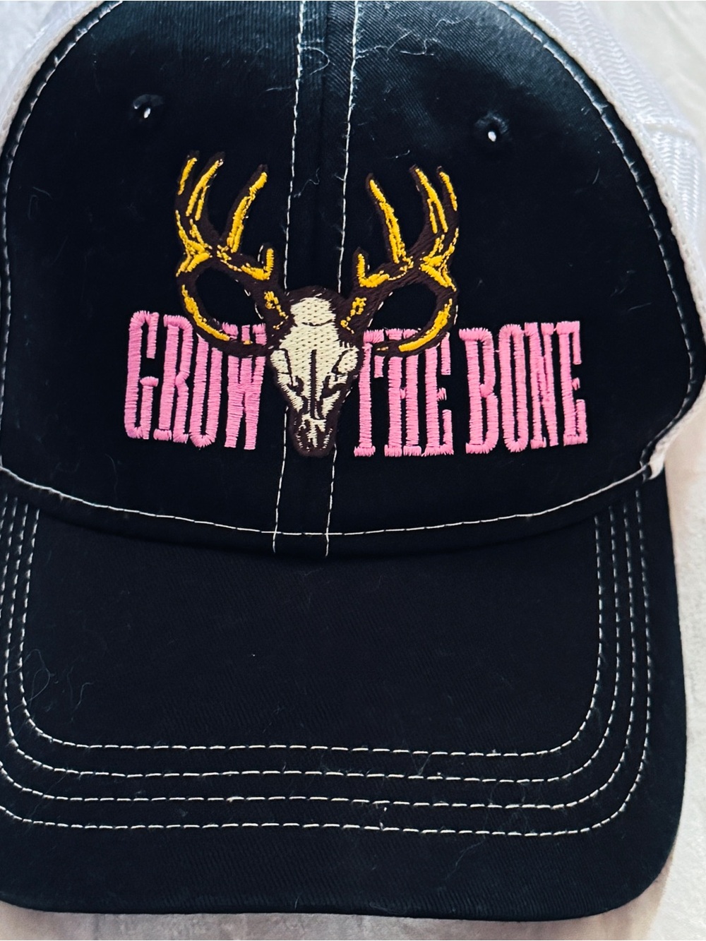 Black Trucker Hat - 'Grow The Bone' Embroidered women’s Cap